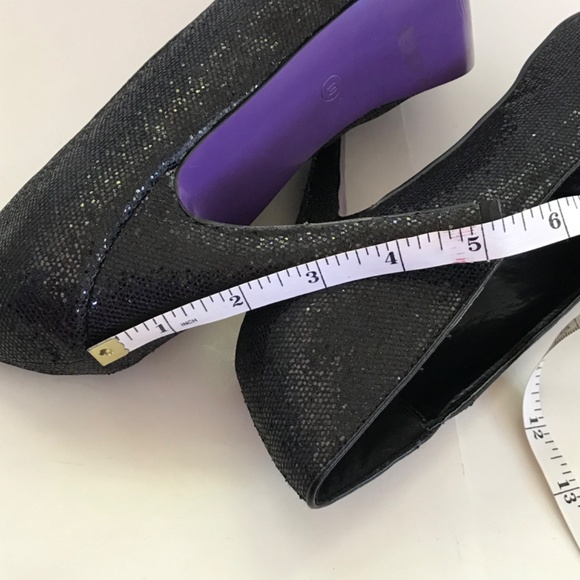 JUST FAB Stilettos Heels Peep Toe Black Pumps Shimmer Party Women’s Size 10 - Picture 16 of 16
